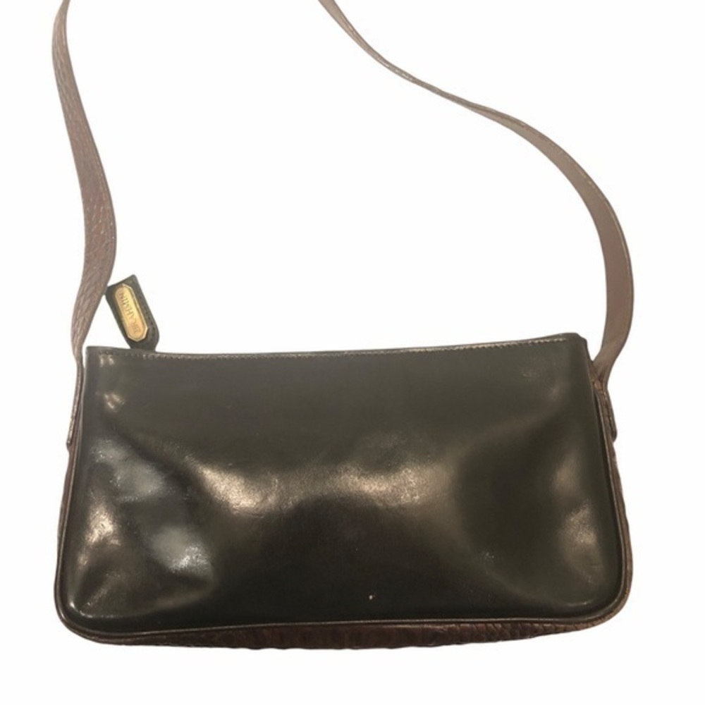 Brahmin vintage leather black brown bag